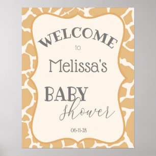Poster du Baby shower de la Giraffe de bébé Tan