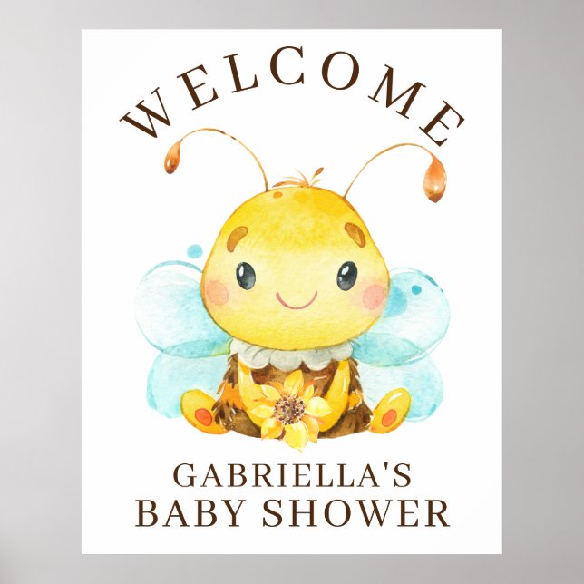 Poster du Baby shower de l'abeille Petit Miel Doux (Devant)