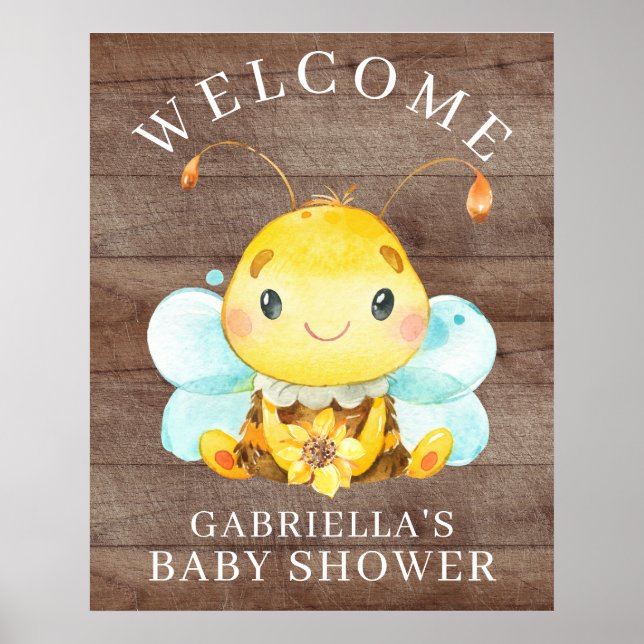 Poster du Baby shower de l'abeille Petit Miel Doux (Devant)