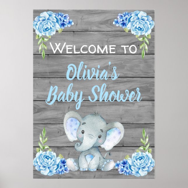 Poster du Baby shower de l'éléphant (Devant)