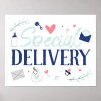 Poster du Baby shower de livraison spécial