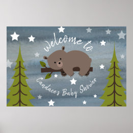Poster du Baby shower de l'ours couché de 36 po x 