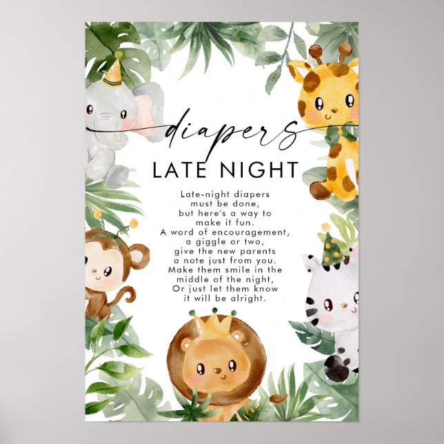 Poster du Baby shower de nuit pour Safari Diapers (Devant)
