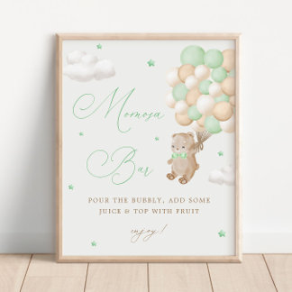 Poster du Baby shower vert Teddy Bear