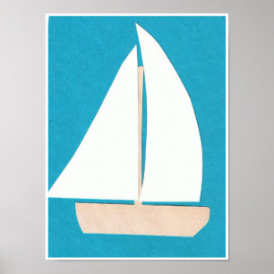 Poster du bateau à voile blanc
