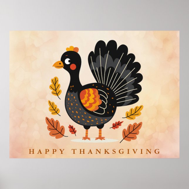 Poster du Bon thanksgiving de la Turquie mignonne (Devant)