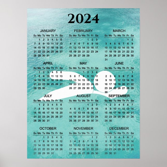 Poster du calendrier Conception de natation 2024 (Devant)