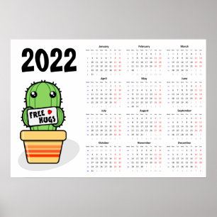 Poster du Calendrier des hugs 2022 - Lundi début