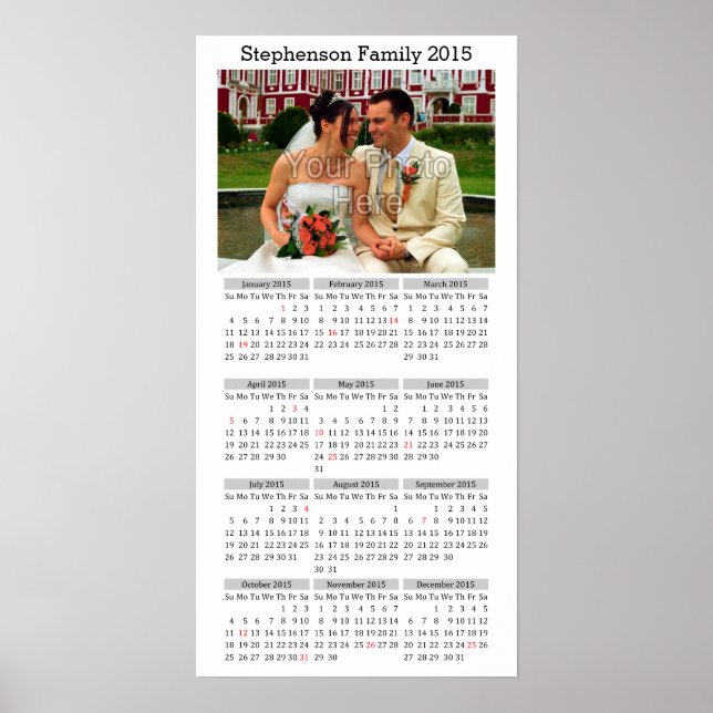 Poster du calendrier photo personnalisé 2015 (Devant)