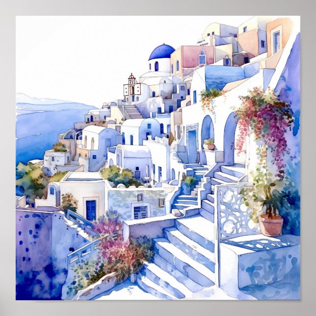 Poster du Carré d'Art Mur de Santorin Grèce (Devant)