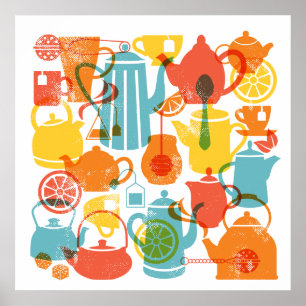 Poster du Carré Tea Items in Bright Colours