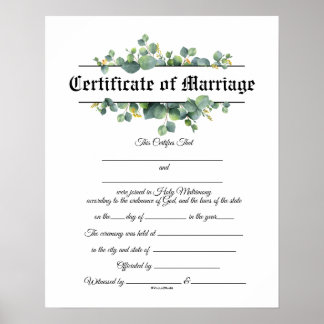 Poster du certificat mariage