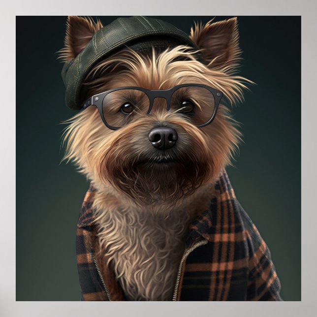 Poster du Chien Hipster de Cairn Terrier (Devant)