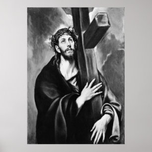 Poster du Christ portant la croix (noir et blanc)