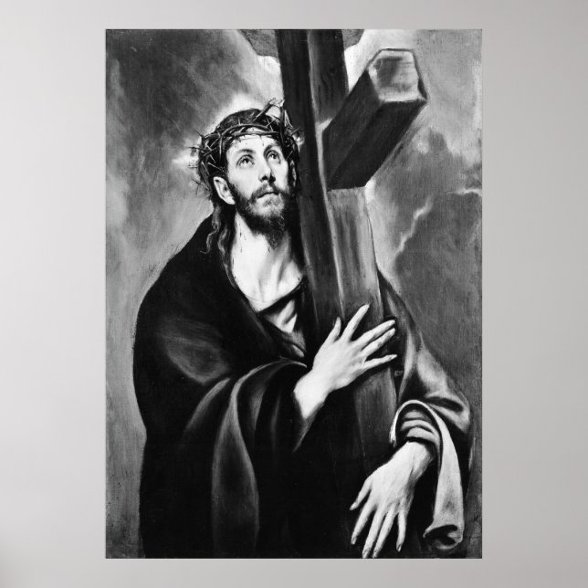 Poster du Christ portant la croix (noir et blanc) (Devant)