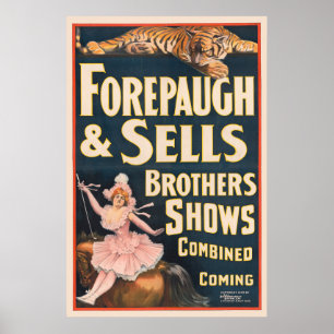 Poster Du Cirque Tigre Et Femme À Cheval