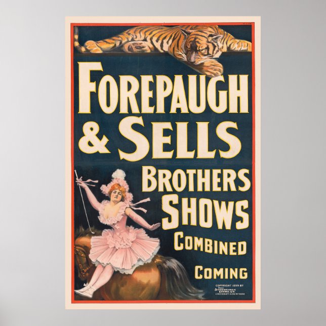 Poster Du Cirque Tigre Et Femme À Cheval (Devant)