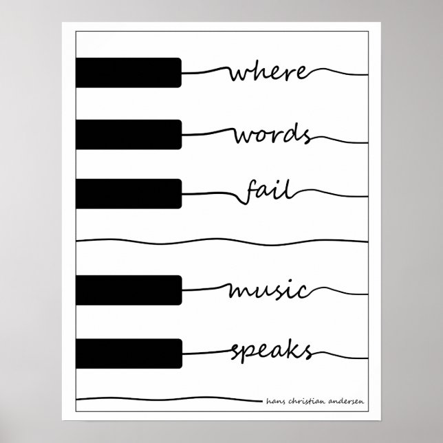 Poster du clavier de piano avec citation inspirant (Devant)