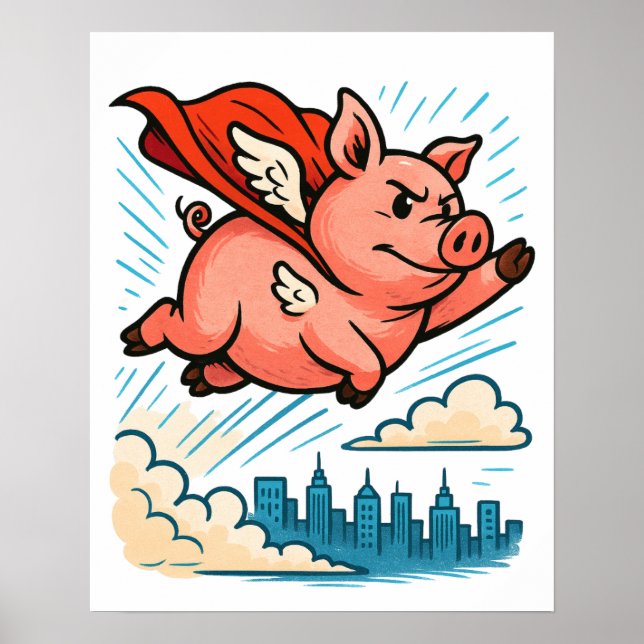 Poster du cochon de Superhero Volant (Devant)