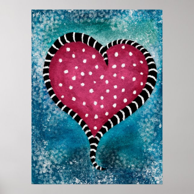 Poster du coeur rose bleu noir mou (Devant)