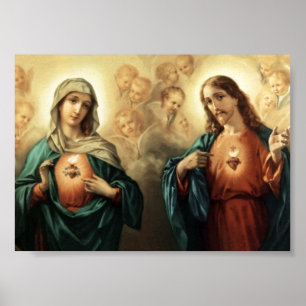 Poster du coeur sacré et de l'immaculé Imprimer