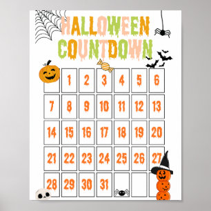 Poster du compte à rebours de Cute Boho Halloween
