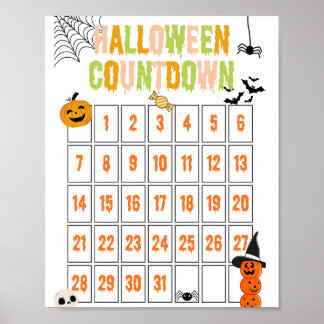 Poster du compte à rebours de Cute Boho Halloween