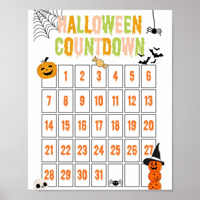 Poster du compte à rebours de Cute Boho Halloween (Devant)