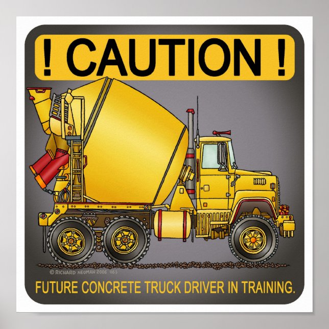 Poster du conducteur de camion en béton pour l'ave (Devant)