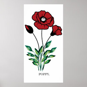 Poster du coquelicot août Fleur du mois de naissan