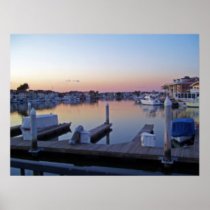 Poster du coucher de soleil du port de Huntington