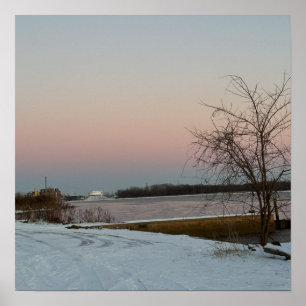 Poster du coucher de soleil sur le paysage aquatiq