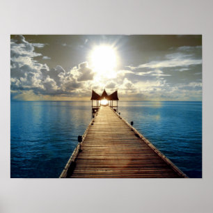 Poster du coucher de soleil tropical