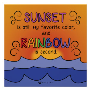Poster du coucher du soleil et de l'arc en ciel -
