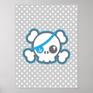 Poster du crâne du pirate Kawaii Imprimer