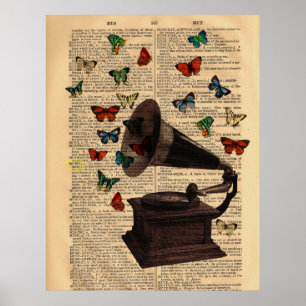 Poster du dictionnaire des papillons Victrola anti