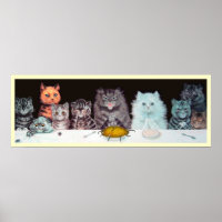 Poster du dîner des chats vintage Louis Wain