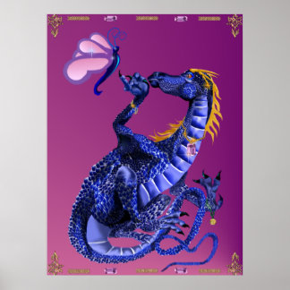 Poster du dragon bleu et du papillon