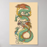 Poster du dragon chinois traditionnel