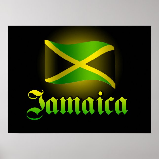 Poster du drapeau de la Jamaïque, noir avec jaune (Devant)