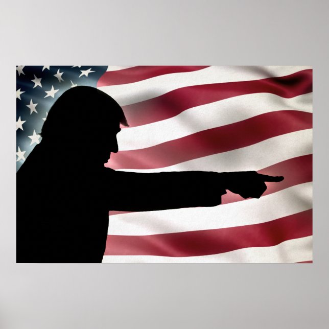 Poster du drapeau de Trump Silhouette (Devant)