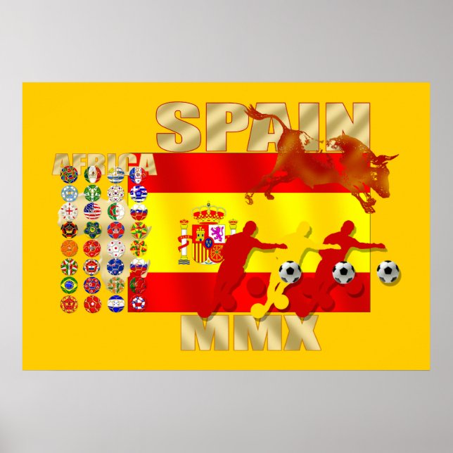 Poster du drapeau du Football espagnol de football (Devant)