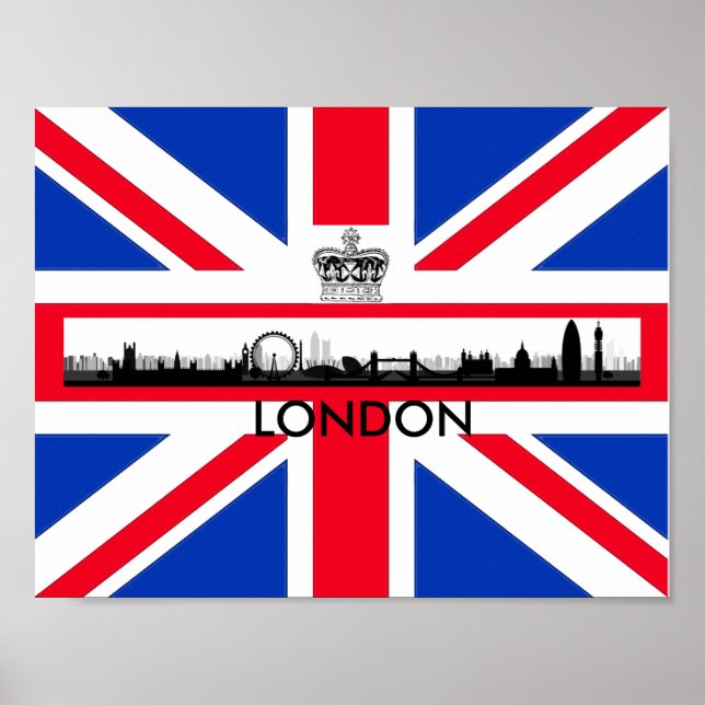 Poster du drapeau London Eye Skyline Crown Union J (Devant)