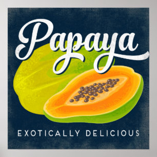 Poster du Étiquette Vintage de fruits de Papaya