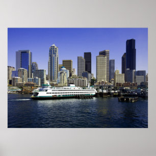 Poster du Ferry et des bâtiments de Seattle