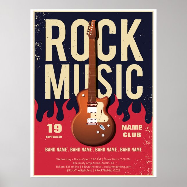 Poster du Festival de musique rock - Guitare & Fla (Devant)