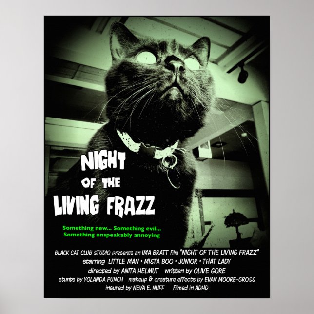 Poster du film d'horreur de chat Zombie, Vert 16 x (Devant)