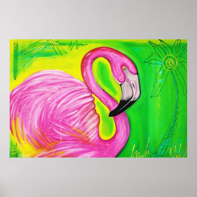 Poster du Flamant rose électrique (Devant)