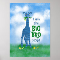 Poster du grand bro garçon girafe bleu vert