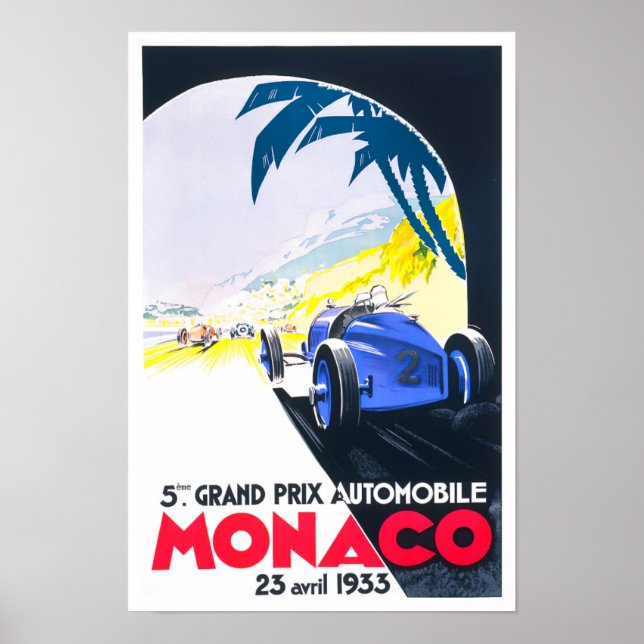 Poster du Grand Prix de Monaco 1933 (Devant)
